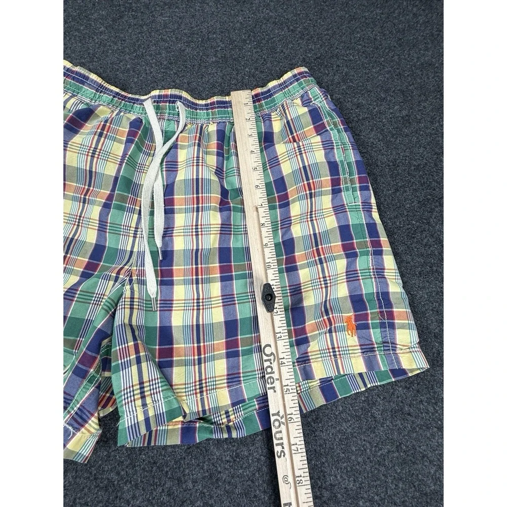 Polo‎ Ralph Lauren Plaid Swim Trunks Board Shorts Men Size Large Lined 4